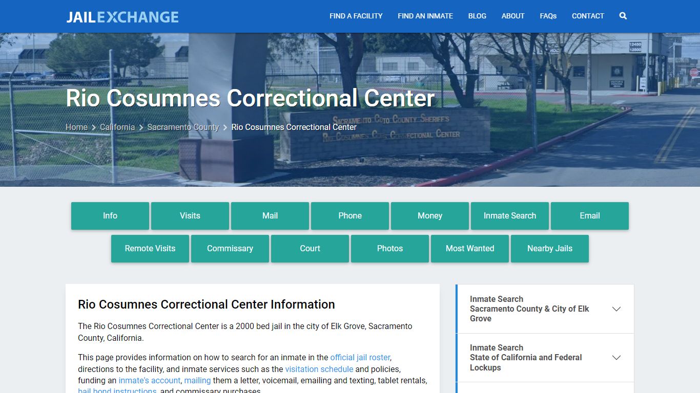 Rio Cosumnes Correctional Center, CA Inmate Search, Information