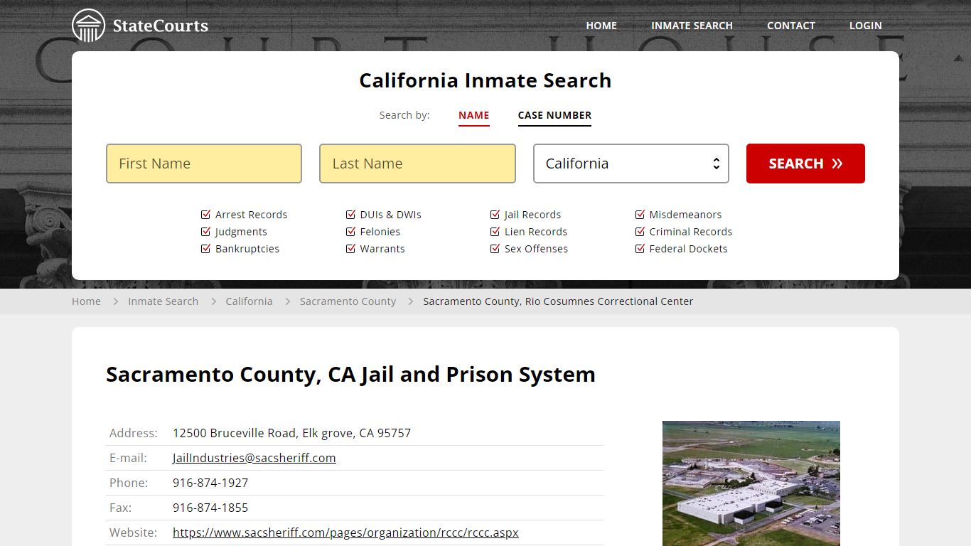 Sacramento County, Rio Cosumnes Correctional Center Inmate Records ...
